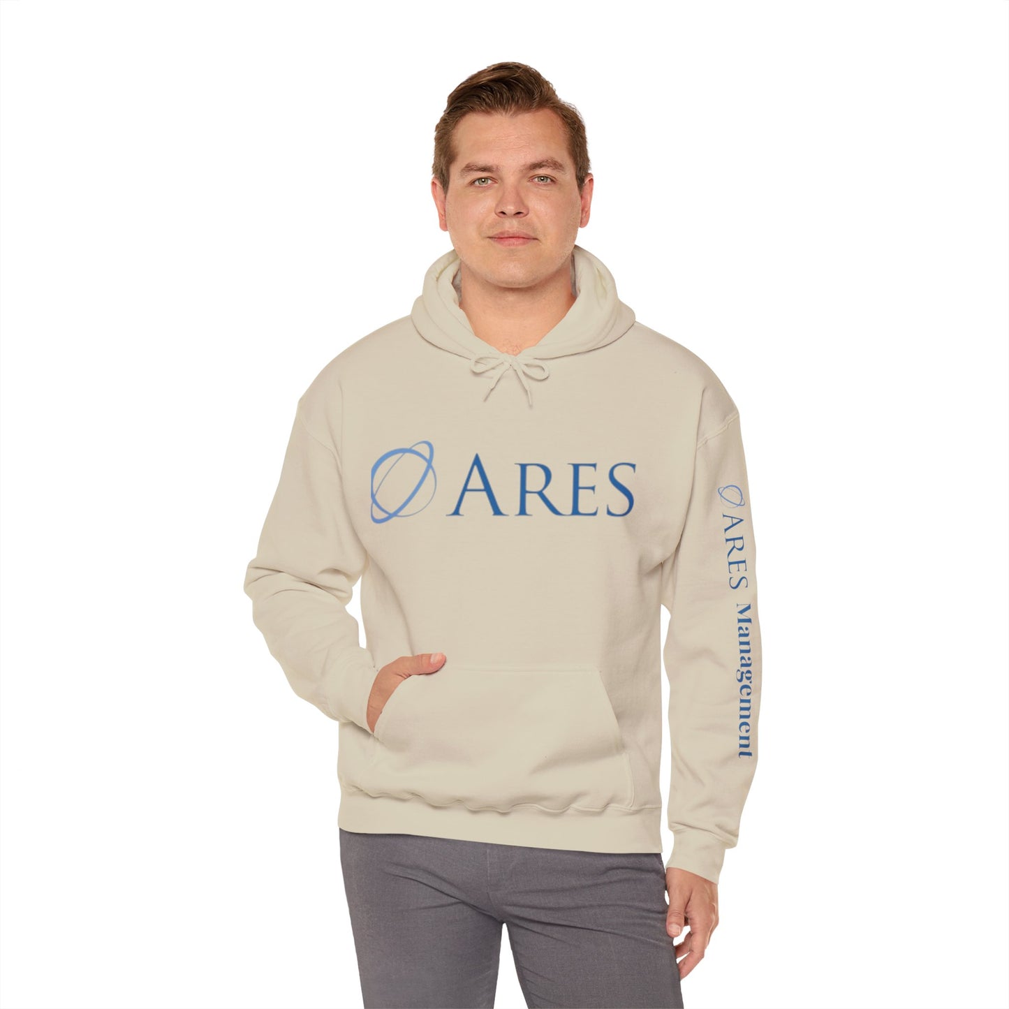 Ares Management Unisex 50/50 Hoodie - w/ sleeve logo