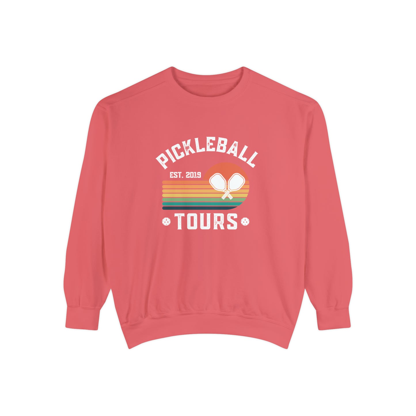 Pickleball Tours Crew - Unisex Garment-Dyed Sweatshirt