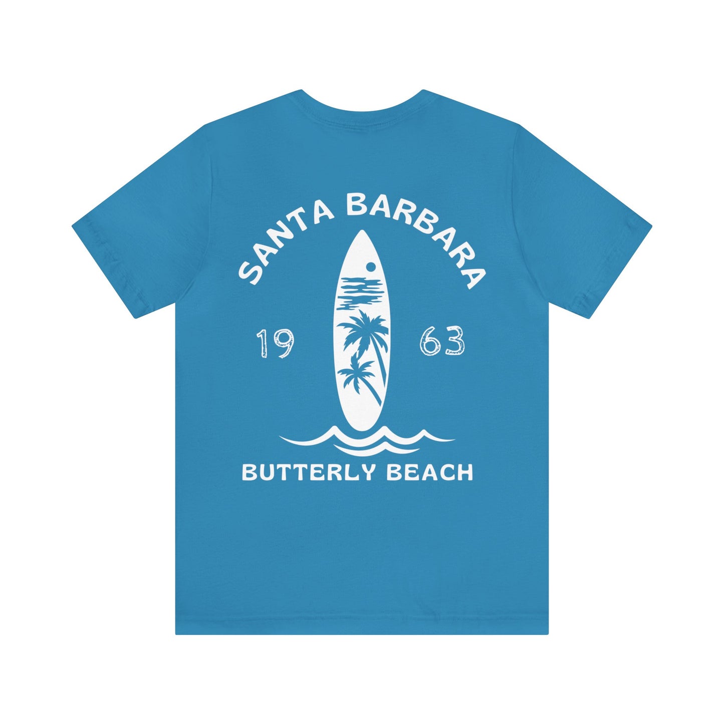 Butterfly Beach (Palm Tree Back) Unisex Tshirt- 100% airline/ringspun cotton