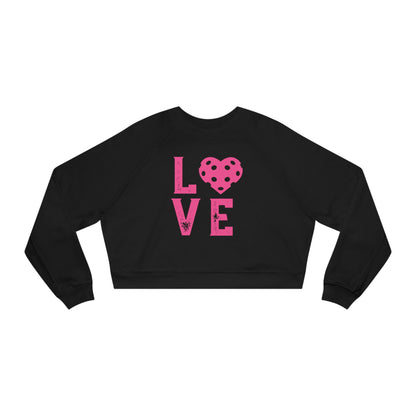 Picklemania Pickleball LOVE Crop Crew. White or Black - logo on back