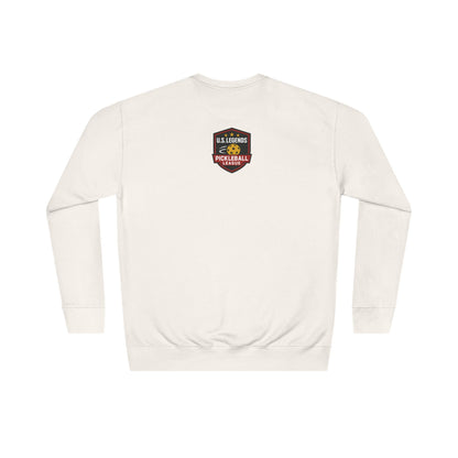 The Del Rays/US Legends Pickleball league on small back - High End Unisex Crew 60/40