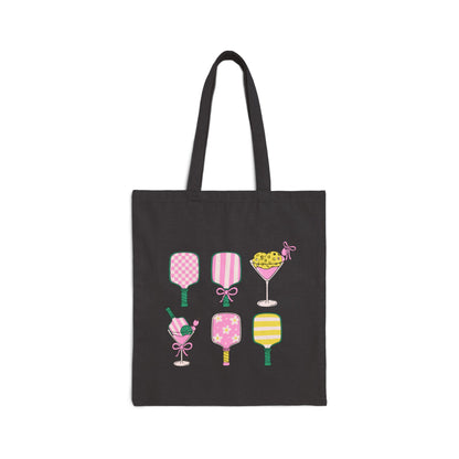 Pickleball & Martinis Cotton Canvas Tote Bag