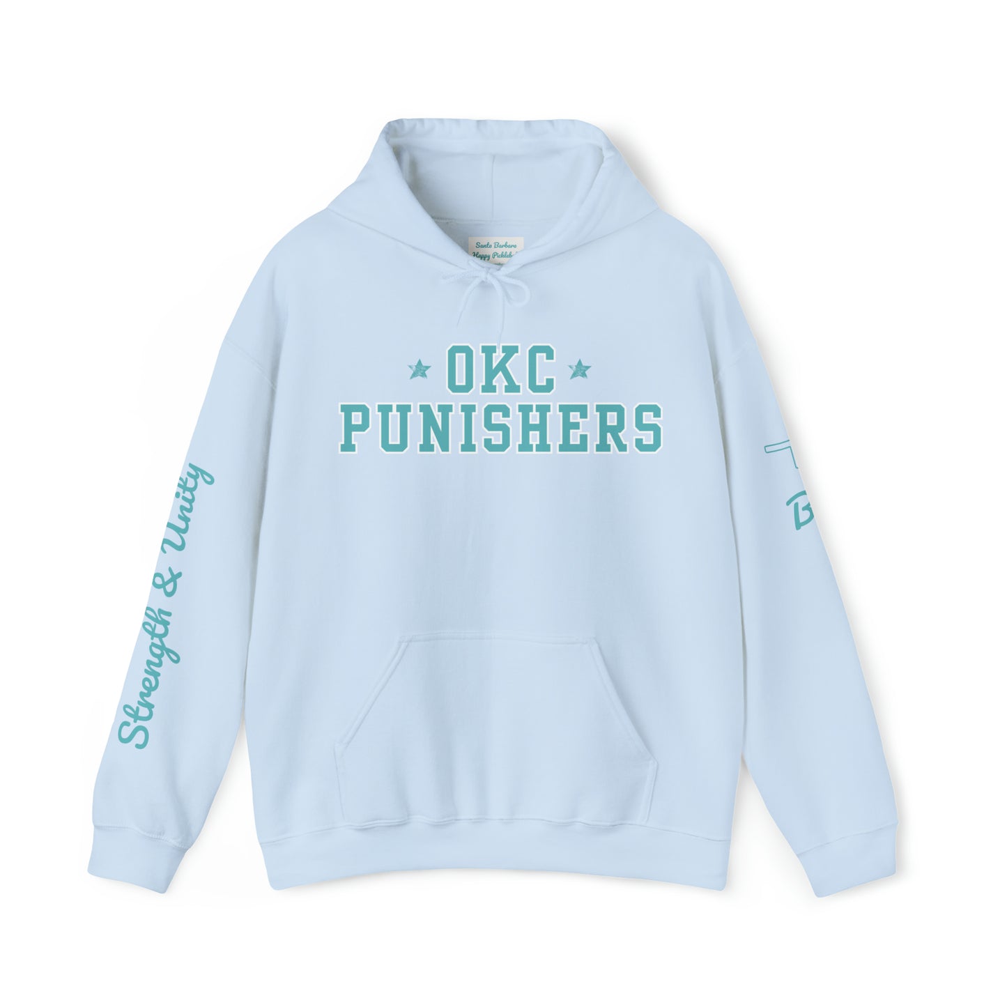 OKC Punishers Hoodie w/ Stars Turquoise Letters - add name sleeve or back