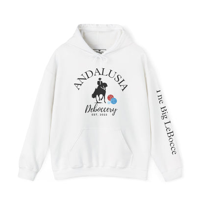 Dawn’s husband - Custom Andalusia Unisex 50% cotton/50 poly Hoodie - customize sleeve included