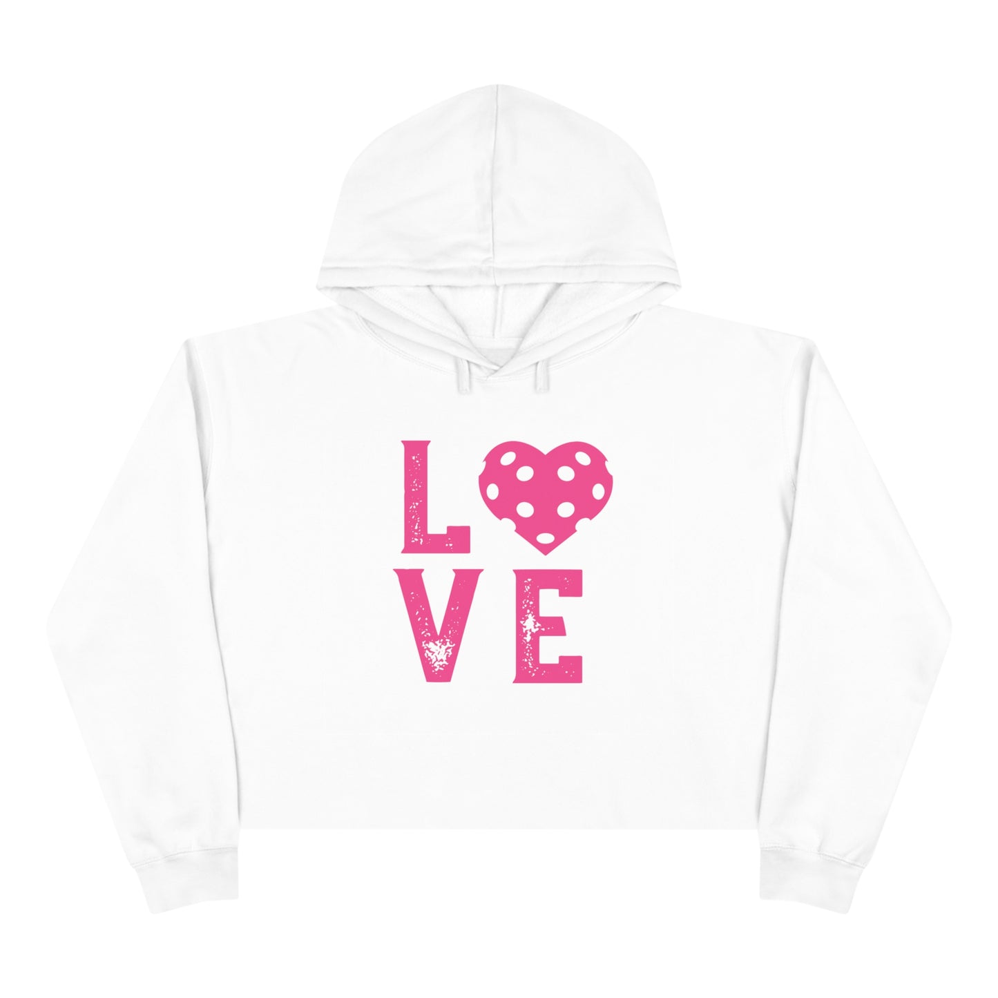 Picklemania PINK Love Distressed - White or Black - Crop Hoodie (logo on back)