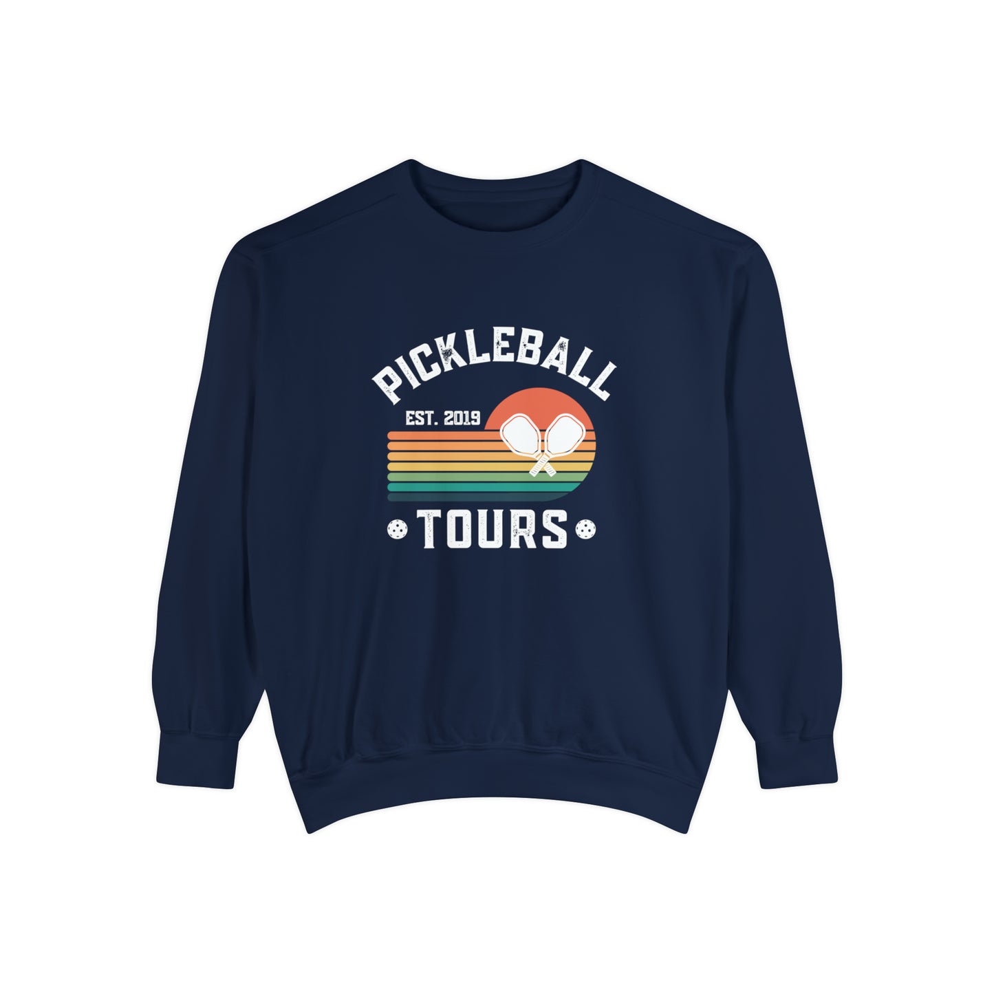 Pickleball Tours Crew - Unisex Garment-Dyed Sweatshirt