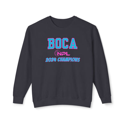 BOCA NPL ‘24 Unisex Lightweight Garment Dyed Crew. Player’s names back. Can add name to sleeves