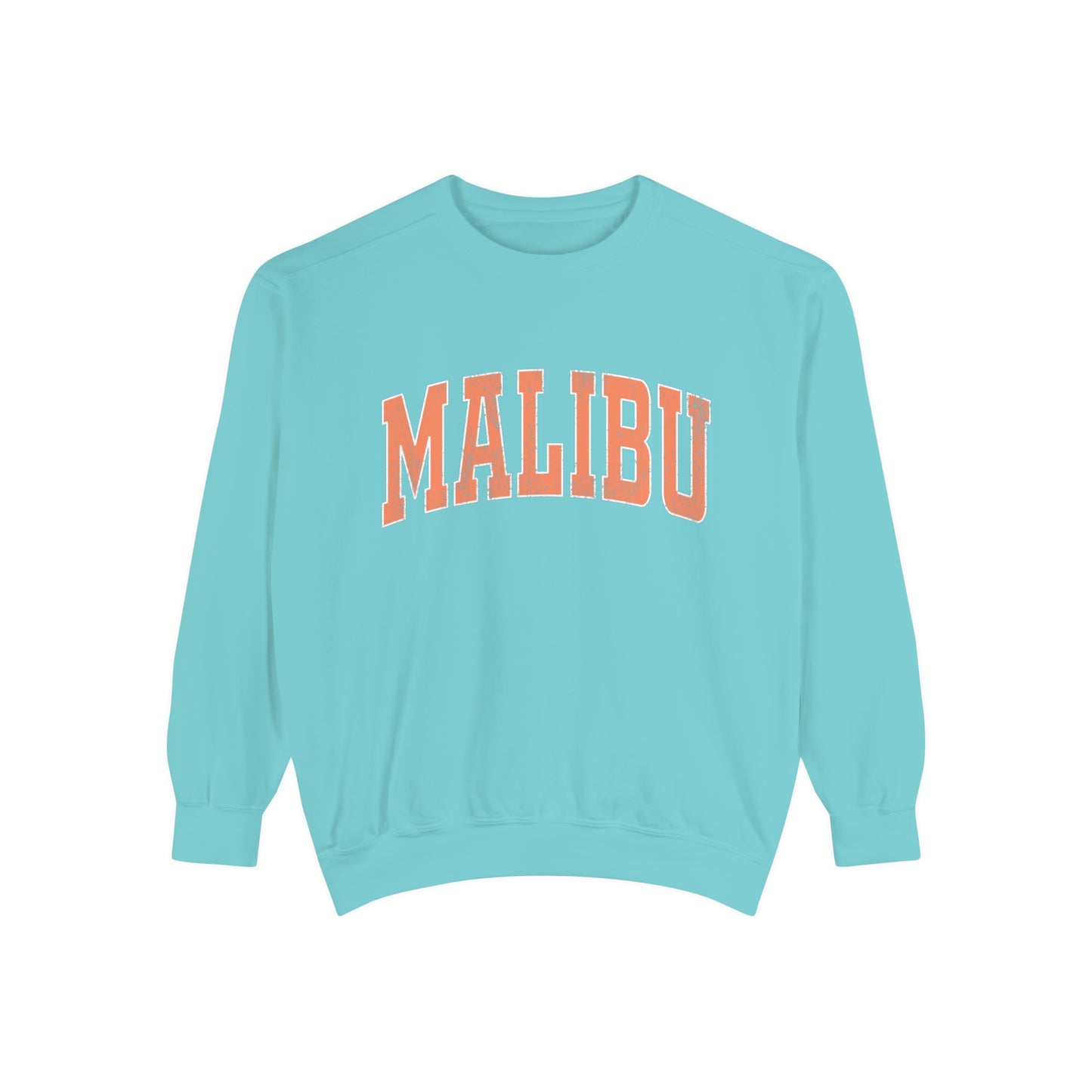 Malibu Crew Sweatshirt - Distressed Orange Logo - Comfort Colors