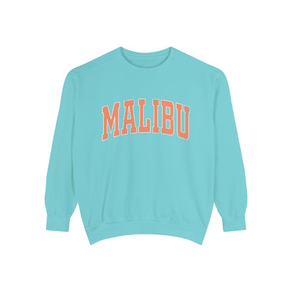 Malibu Crew Sweatshirt - Distressed Orange Logo - Comfort Colors