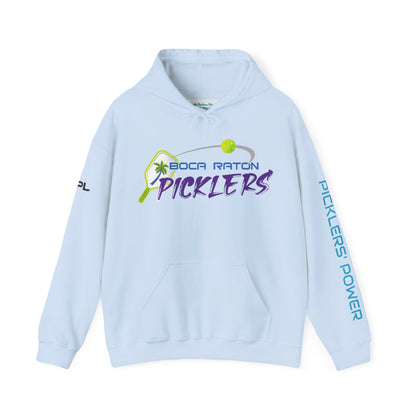 Boca Raton Picklers NPL Team Hoodie (script sleeve = Picklers’ Power) Customize name on back