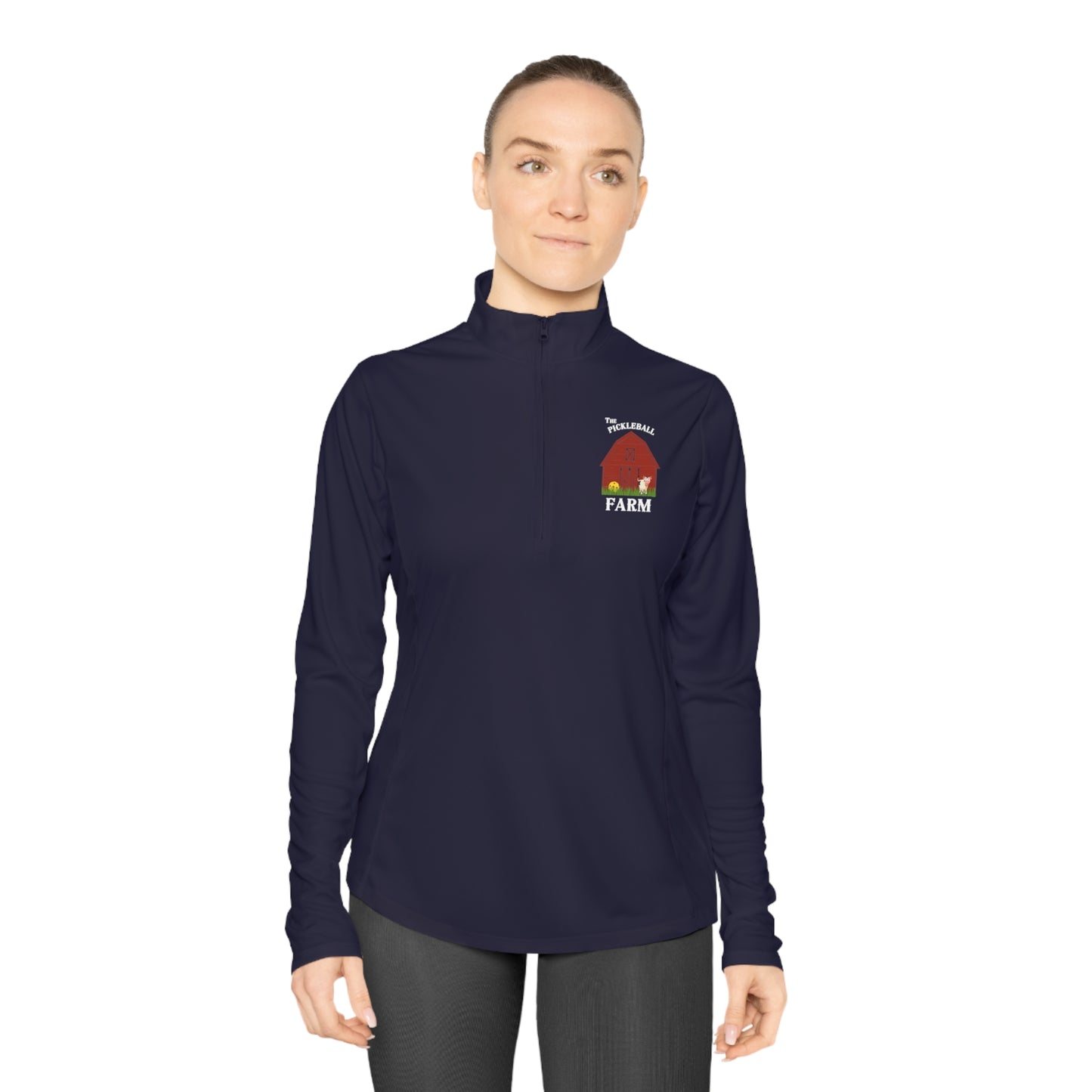 The Pickleball Farm  - Moisture Wicking Ladies Quarter-Zip Pullover