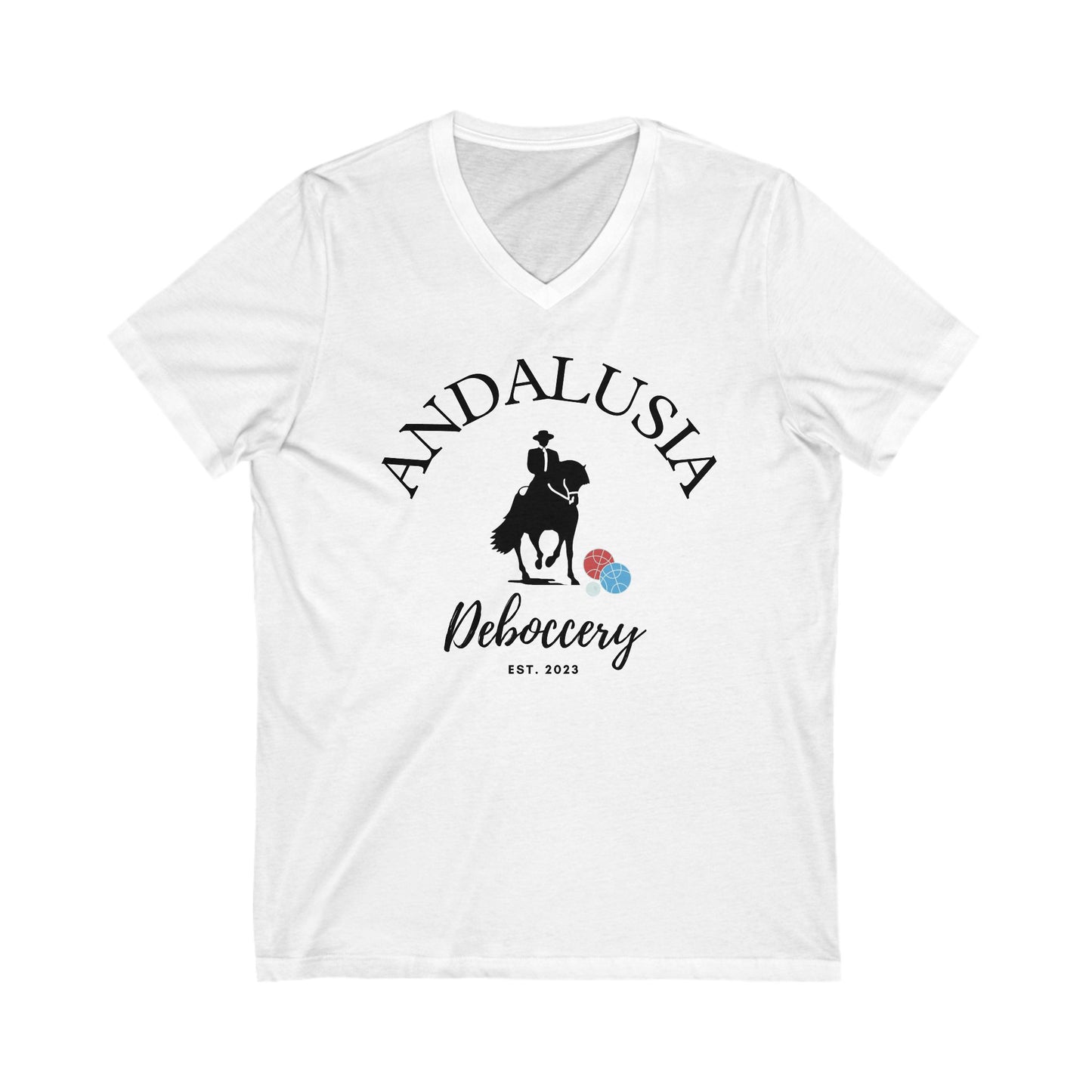 Andalusia Deboccery Unisex Jersey Short Sleeve V-Neck Tee - Cotton, Poly blend