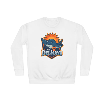 The Del Rays/US Legends Pickleball league on small back - High End Unisex Crew 60/40