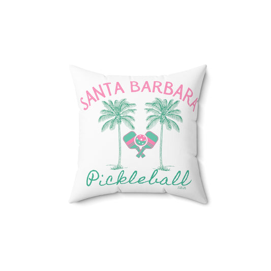 Santa Barbara Pickleball Spun Polyester Square Pillow - can customize your beach name