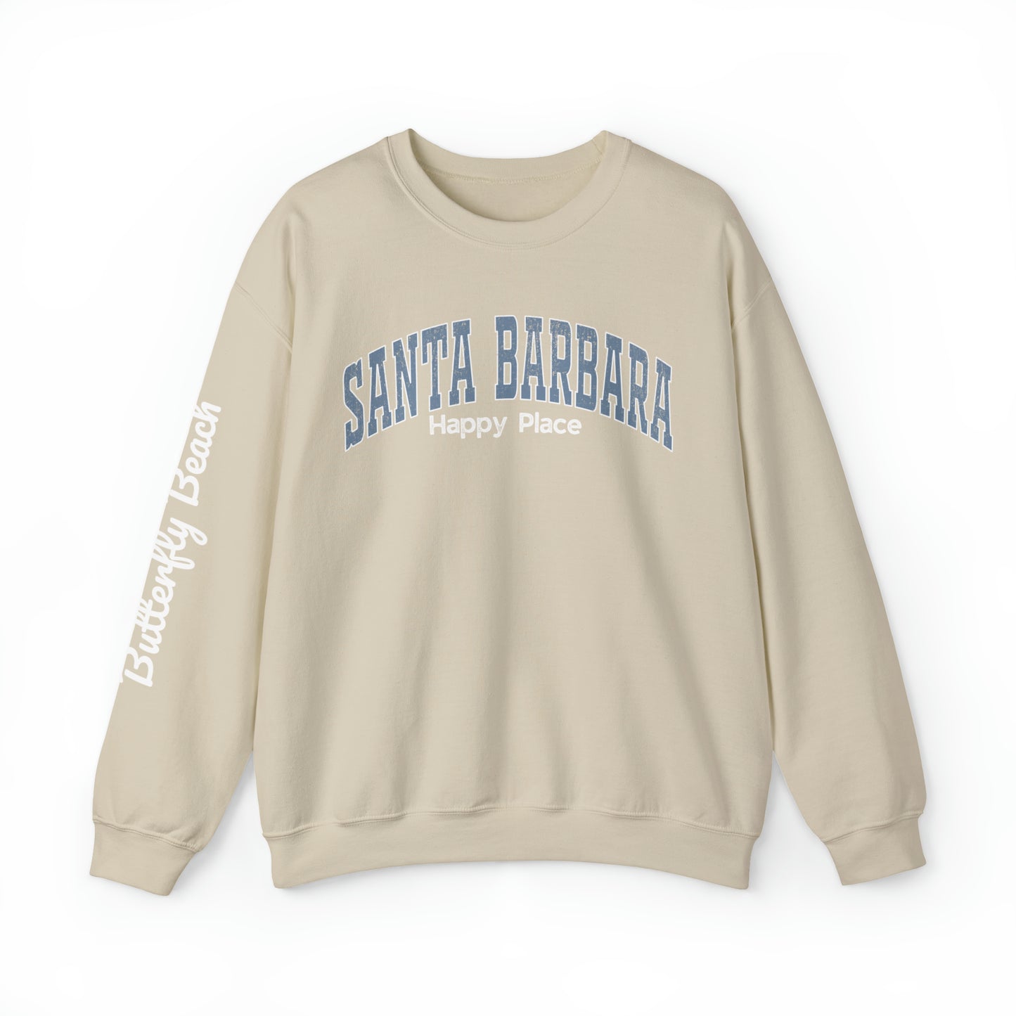 Santa Barbara Happy Place - Crewneck Sweatshirt (customize beach name in notes)