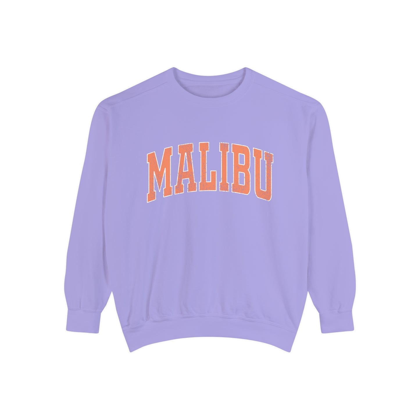 Malibu Crew Sweatshirt - Distressed Orange Logo - Comfort Colors