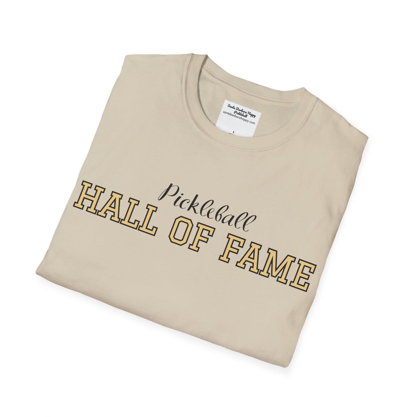 Pickleball Hall of Fame - Unisex Softstyle T-Shirt (customize with Hall of Fame name, or leave blank )