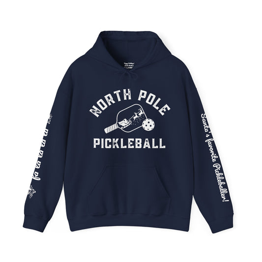 North Pole Pickleball with Santa’s Favorite Picklebller on the sleeve, fa la la la la other sleeve (can customize)