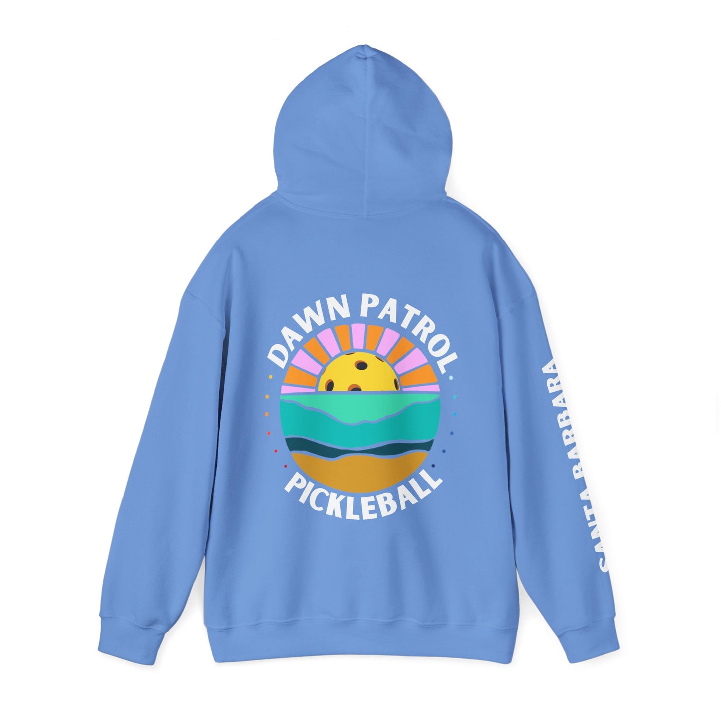 Dawn Patrol Hoodie (same logo front & back) - Santa Barbara sleeve