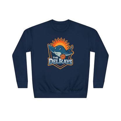 The Del Rays/US Legends Pickleball league on small back - High End Unisex Crew 60/40