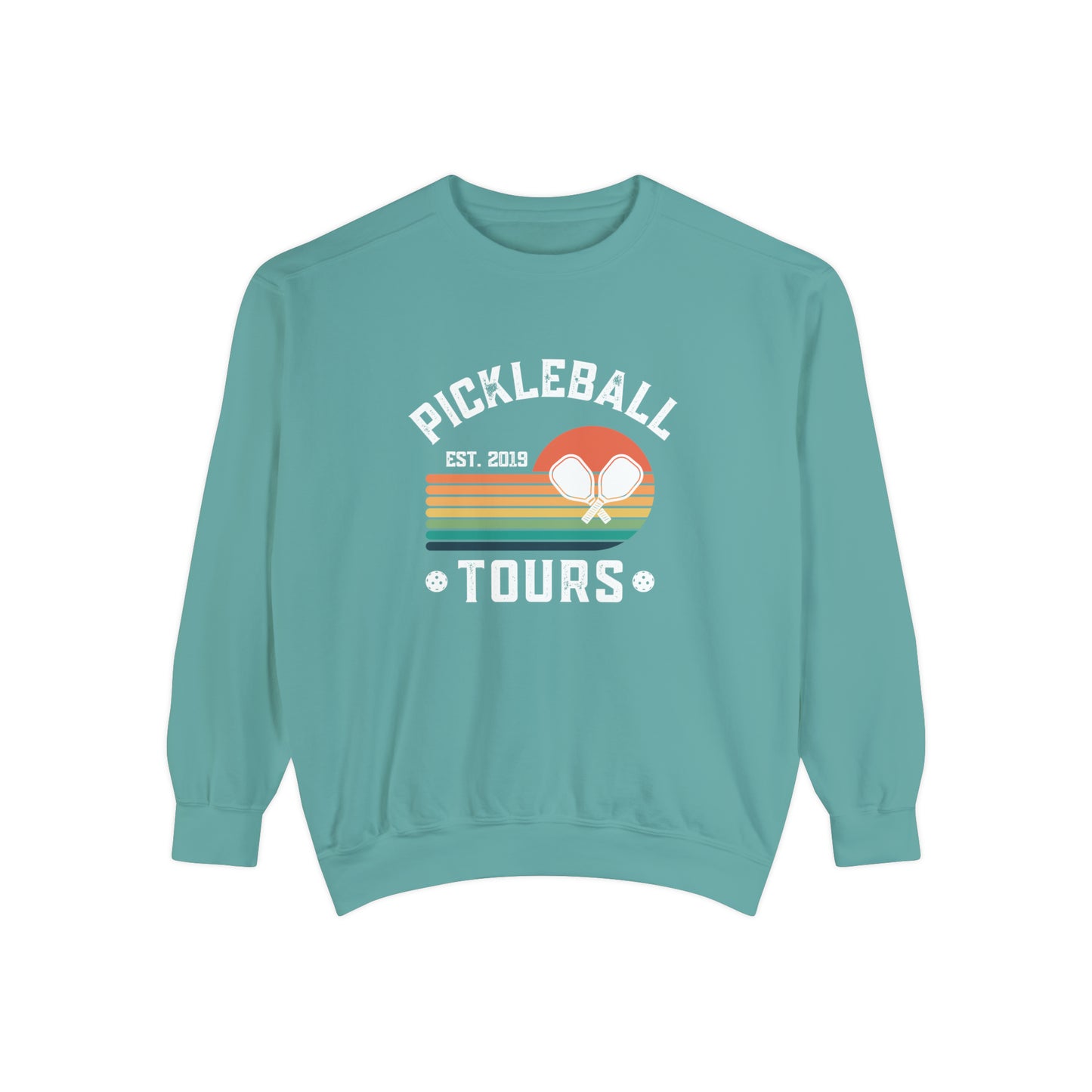 Pickleball Tours Crew - Unisex Garment-Dyed Sweatshirt