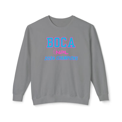 BOCA NPL ‘24 Unisex Lightweight Garment Dyed Crew. Player’s names back. Can add name to sleeves