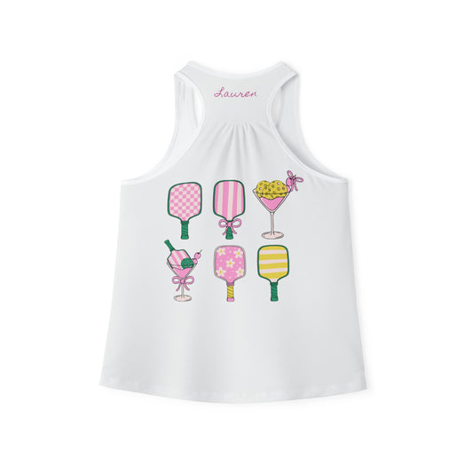 Pickleball Paddle & Martini - Performance Women's Tank Top - can add name back