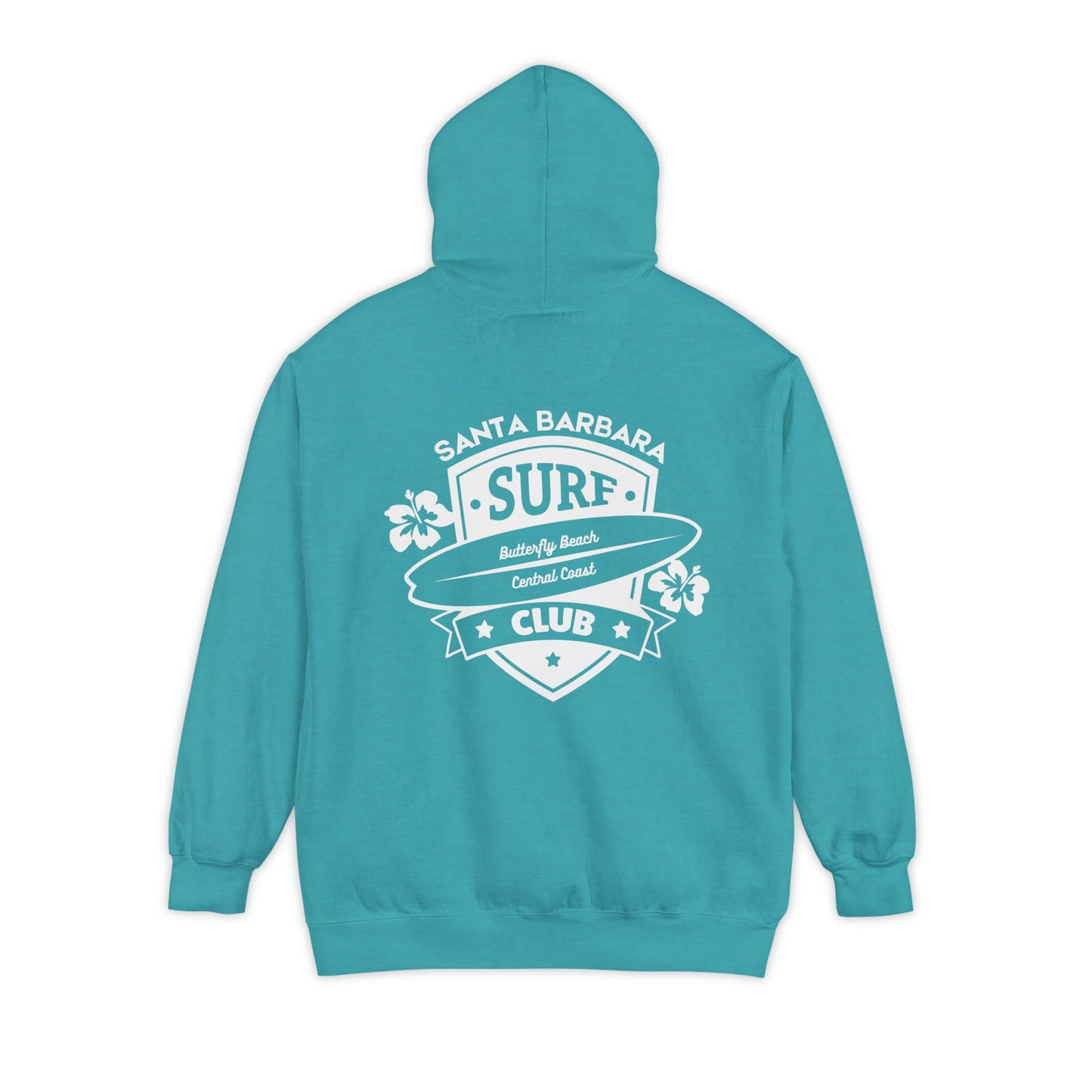 SURF CLUB UNISEX Garment Dyed HOODIE - Santa Barbara Butterfly Beach or customize your own beach