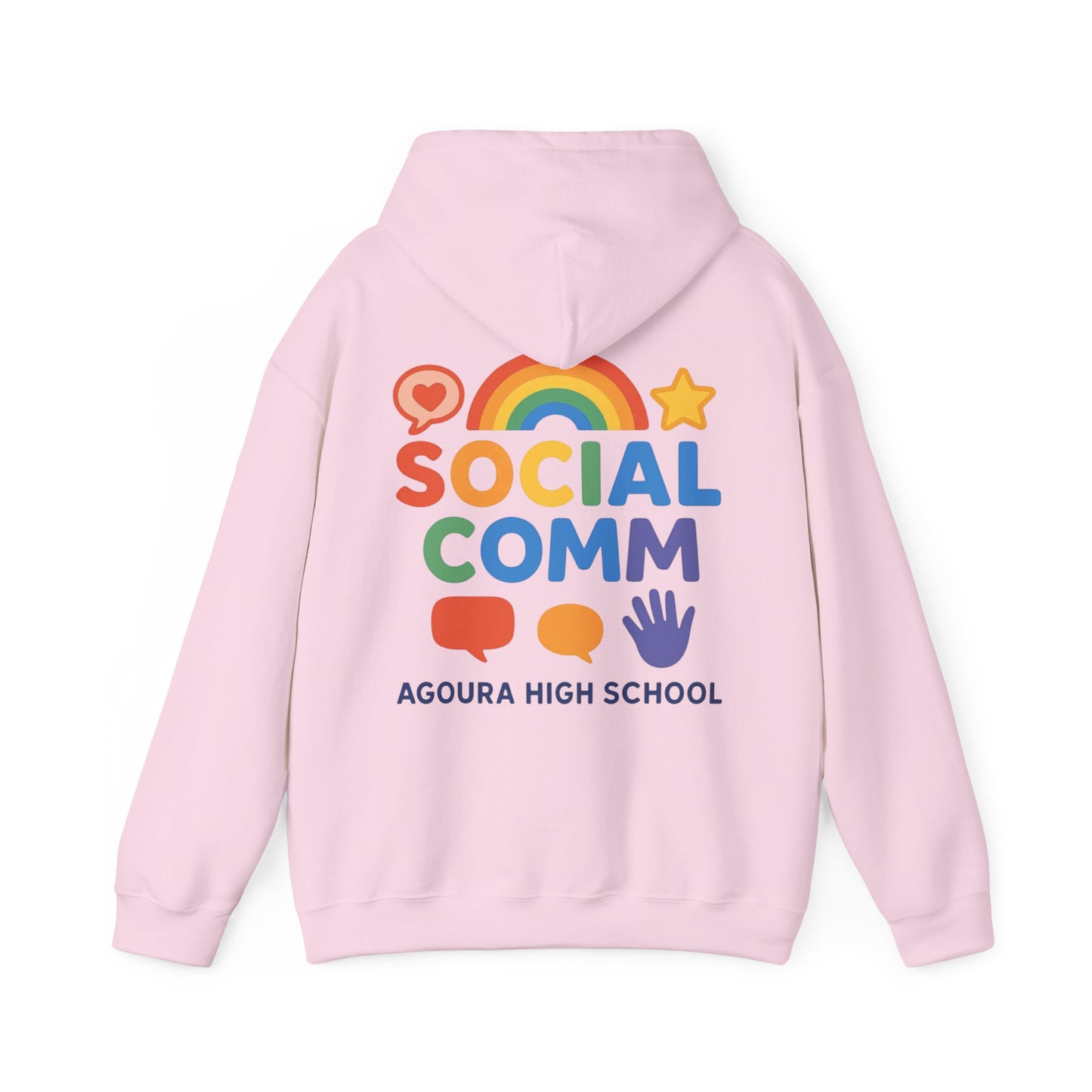 SOCIAL COMM Unisex Hoodies 50/50 blend Gilden 2 sided print
