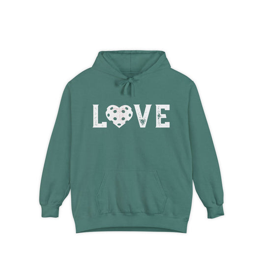 LOVE Garment Dyed Hoodie Unisex - can add name back no sleeve names