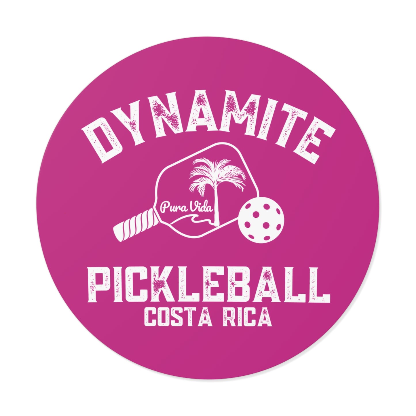 Pura Vida Dynamite Pickleball Round Vinyl Stickers