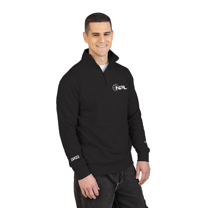 NPL National Pickleball League  or your logo -- embroidered 4 sides  1/4 zip sweatshirt, Unisex Fleece- personalize cuffs