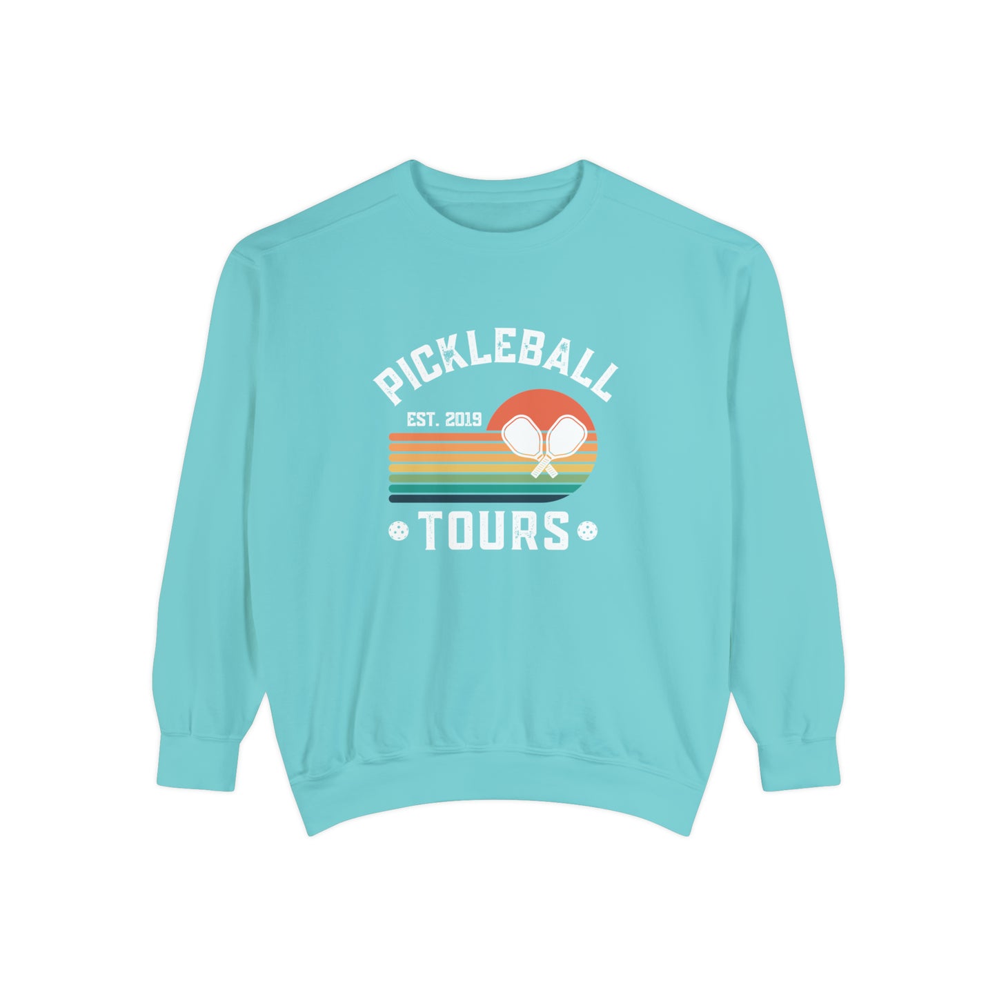 Pickleball Tours Crew - Unisex Garment-Dyed Sweatshirt