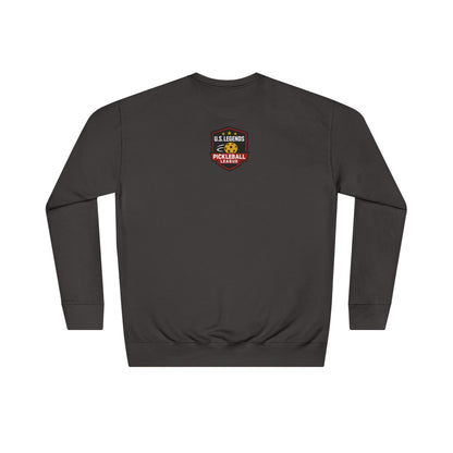The Del Rays/US Legends Pickleball league on small back - High End Unisex Crew 60/40