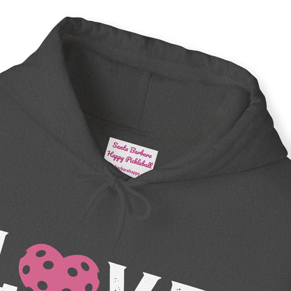 Del Webb  Pickleball LOVE Hoodie - 3 pickleball hearts sleeve - can customize sleeves & back - add in notes