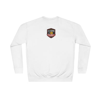 The Del Rays/US Legends Pickleball league on small back - High End Unisex Crew 60/40