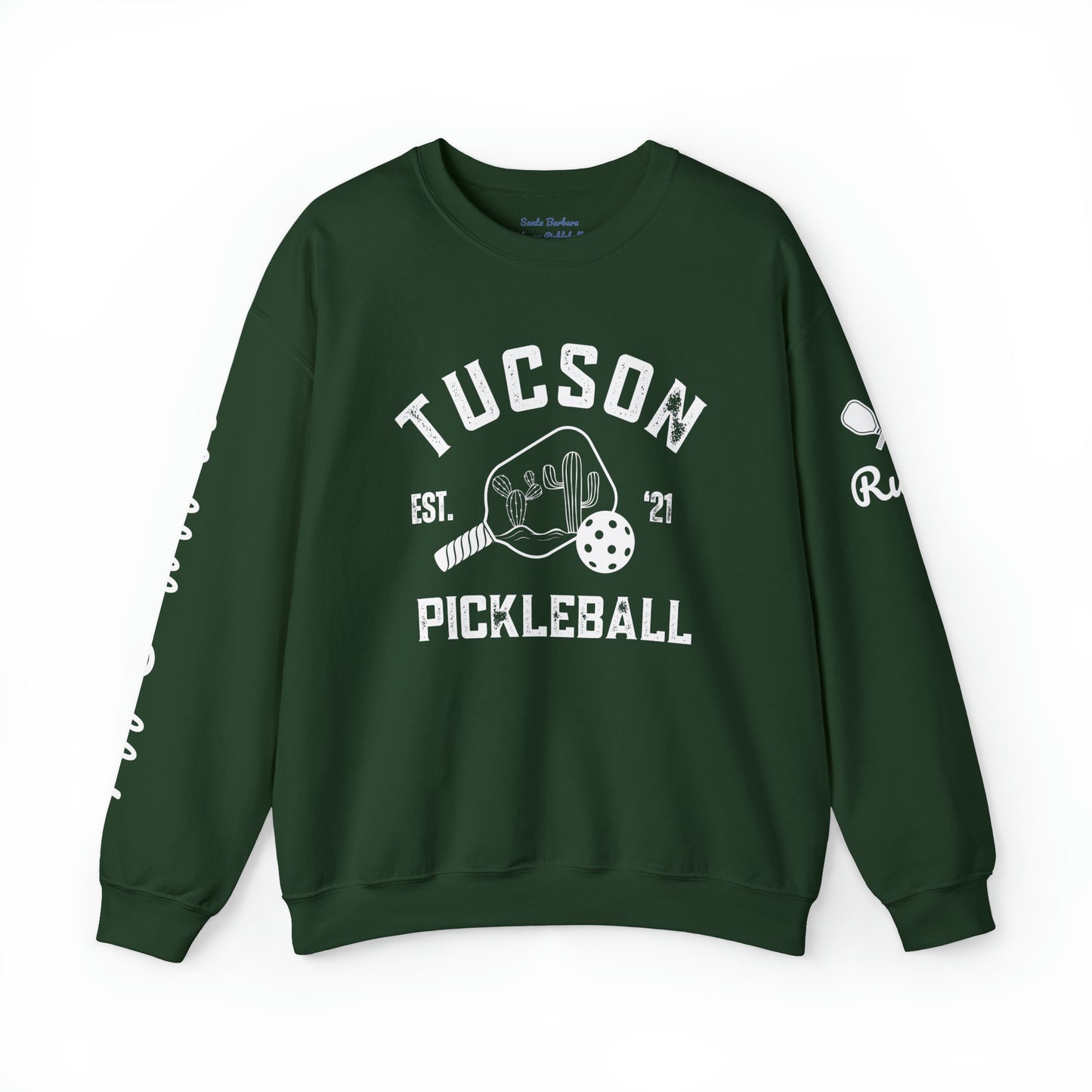 Hold the Pickle,Tucson Pickleball  - Crew. Customize sleeves where name is, add in notes