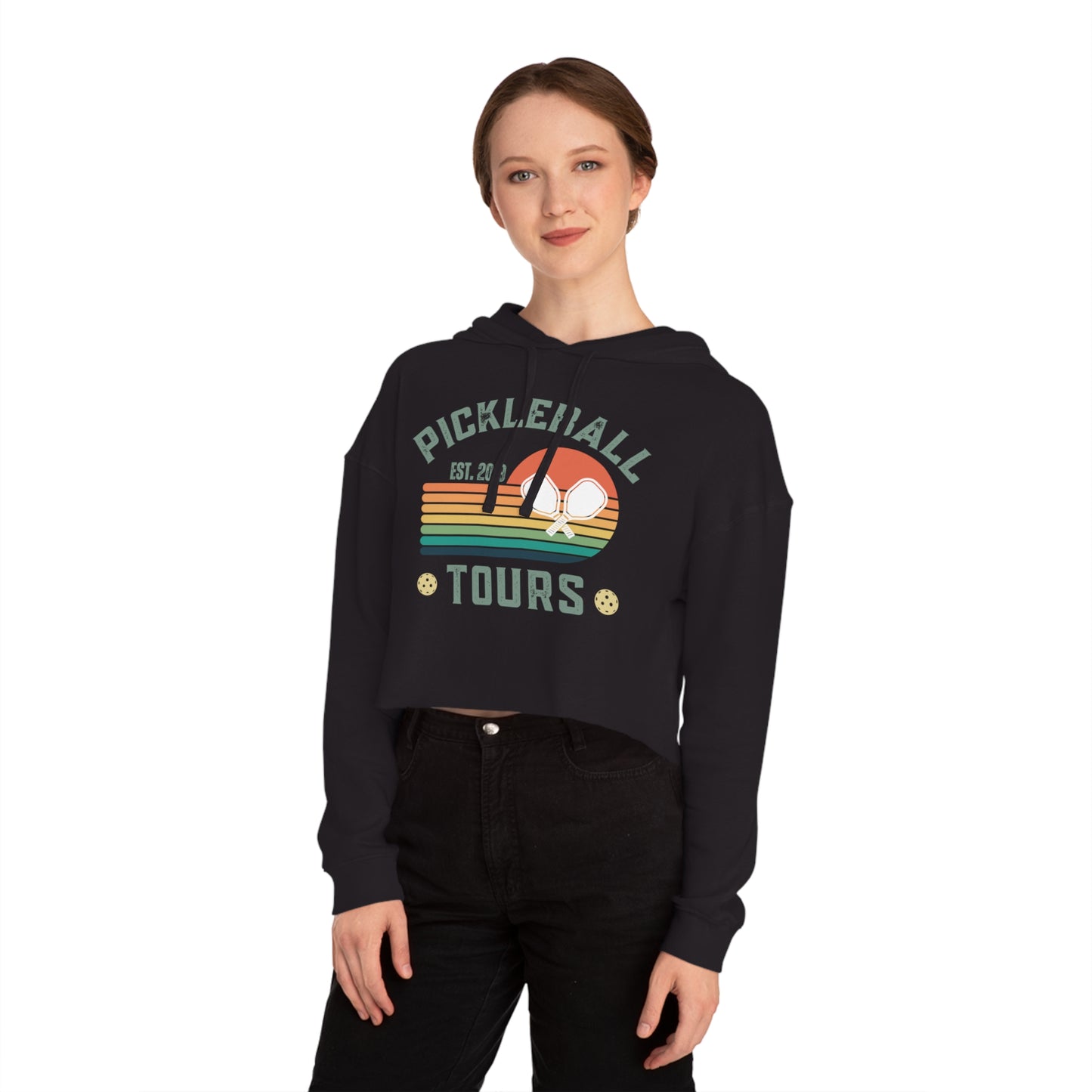 Pickleball Tours NEW Cropped - Women’s Cropped Hooded Sweatshirt