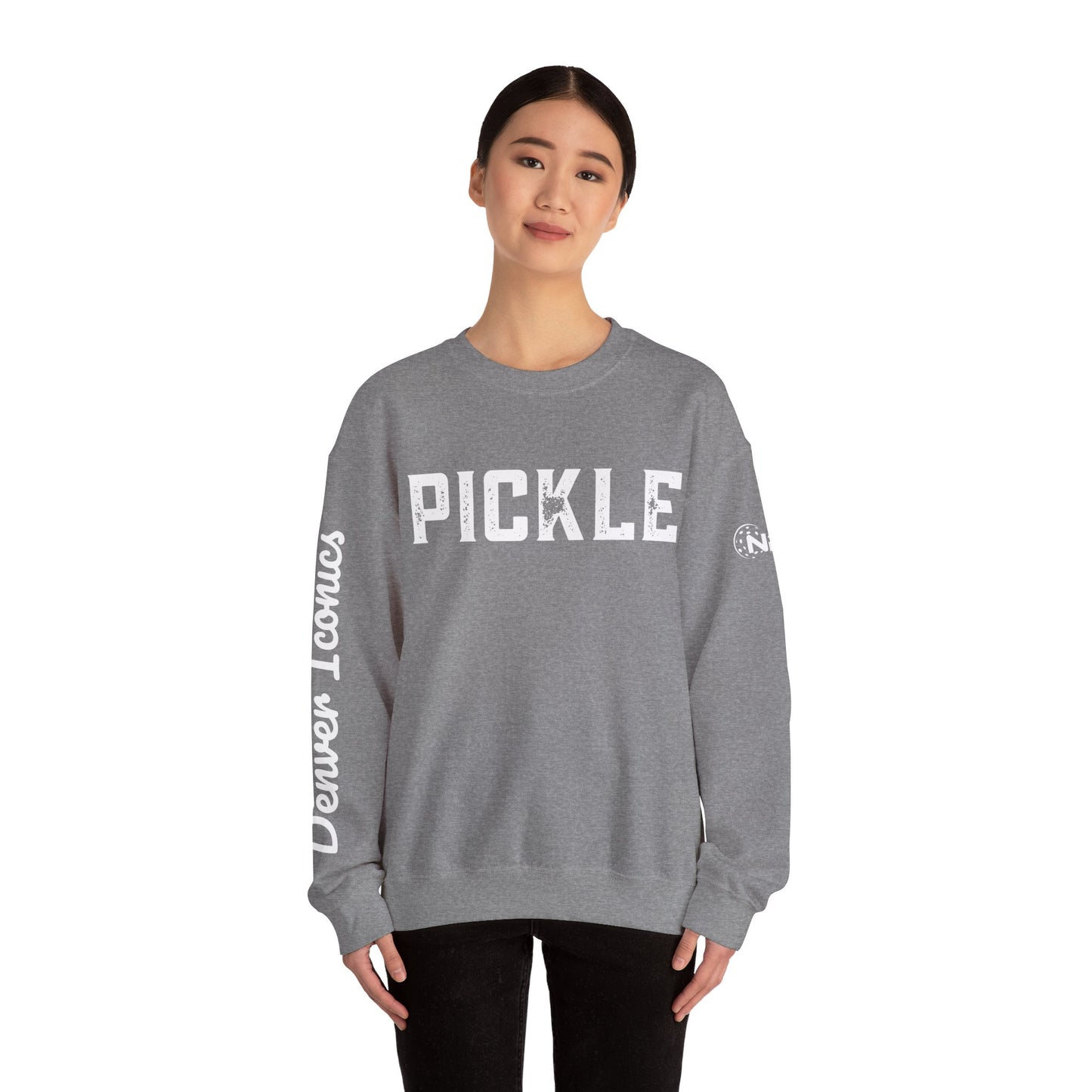 PICKLE w/ Denver Iconics in script - custom Crew  - personalize sleeve and or back