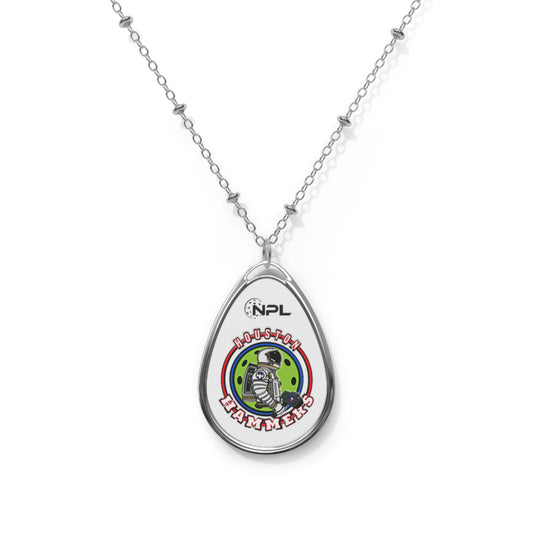 Houston Hammers Oval Silver Necklace - can add name under logo