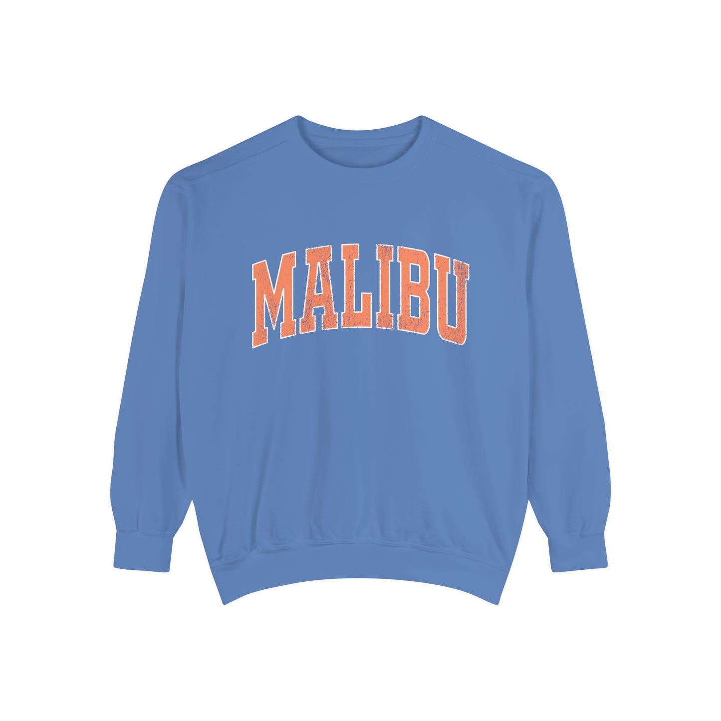 Malibu Crew Sweatshirt - Distressed Orange Logo - Comfort Colors