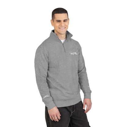NPL National Pickleball League  or your logo -- embroidered 4 sides  1/4 zip sweatshirt, Unisex Fleece- personalize cuffs