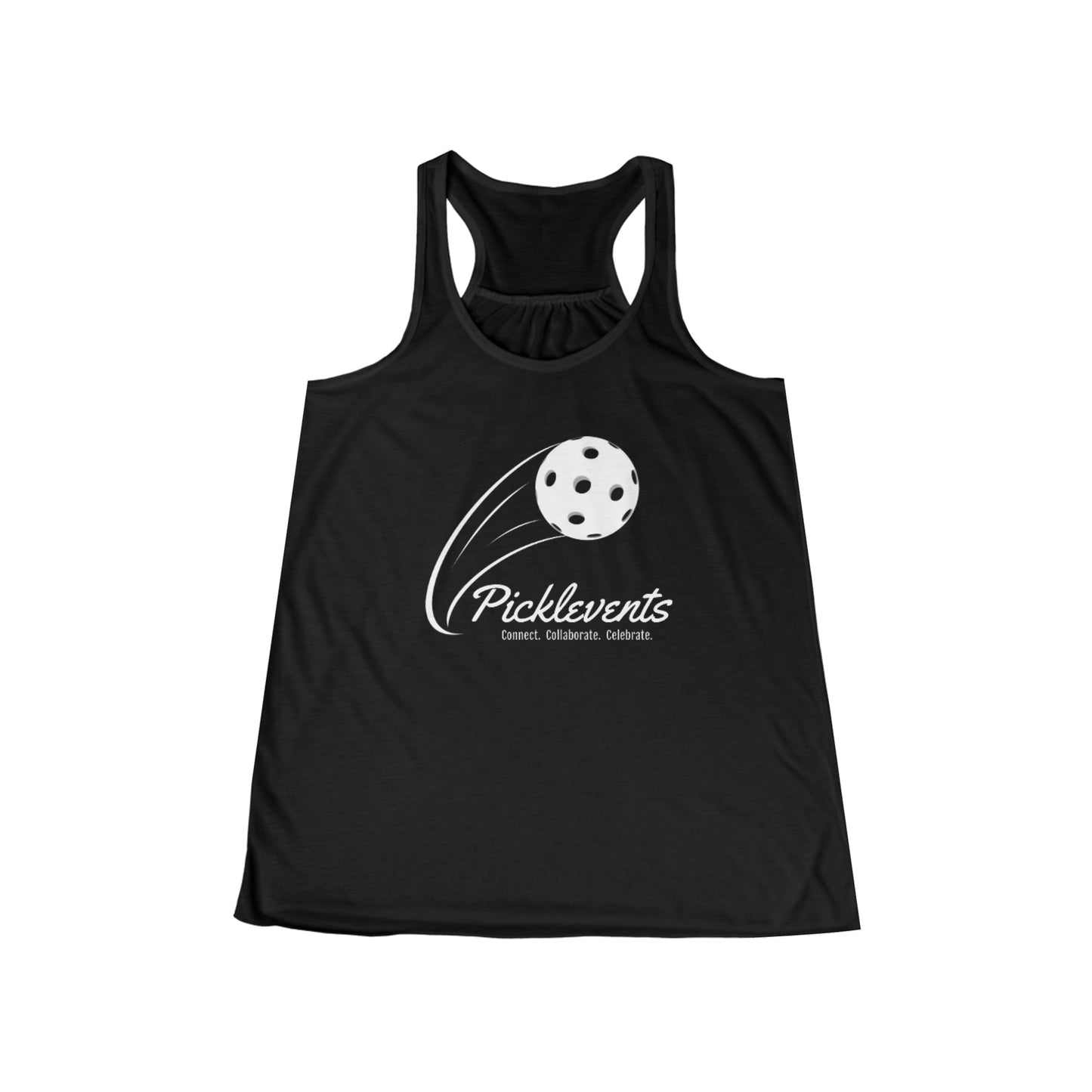 PICKLEVENTS Women's Black Flowy Racerback Tank