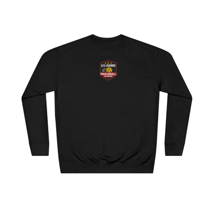 The Del Rays/US Legends Pickleball league on small back - High End Unisex Crew 60/40