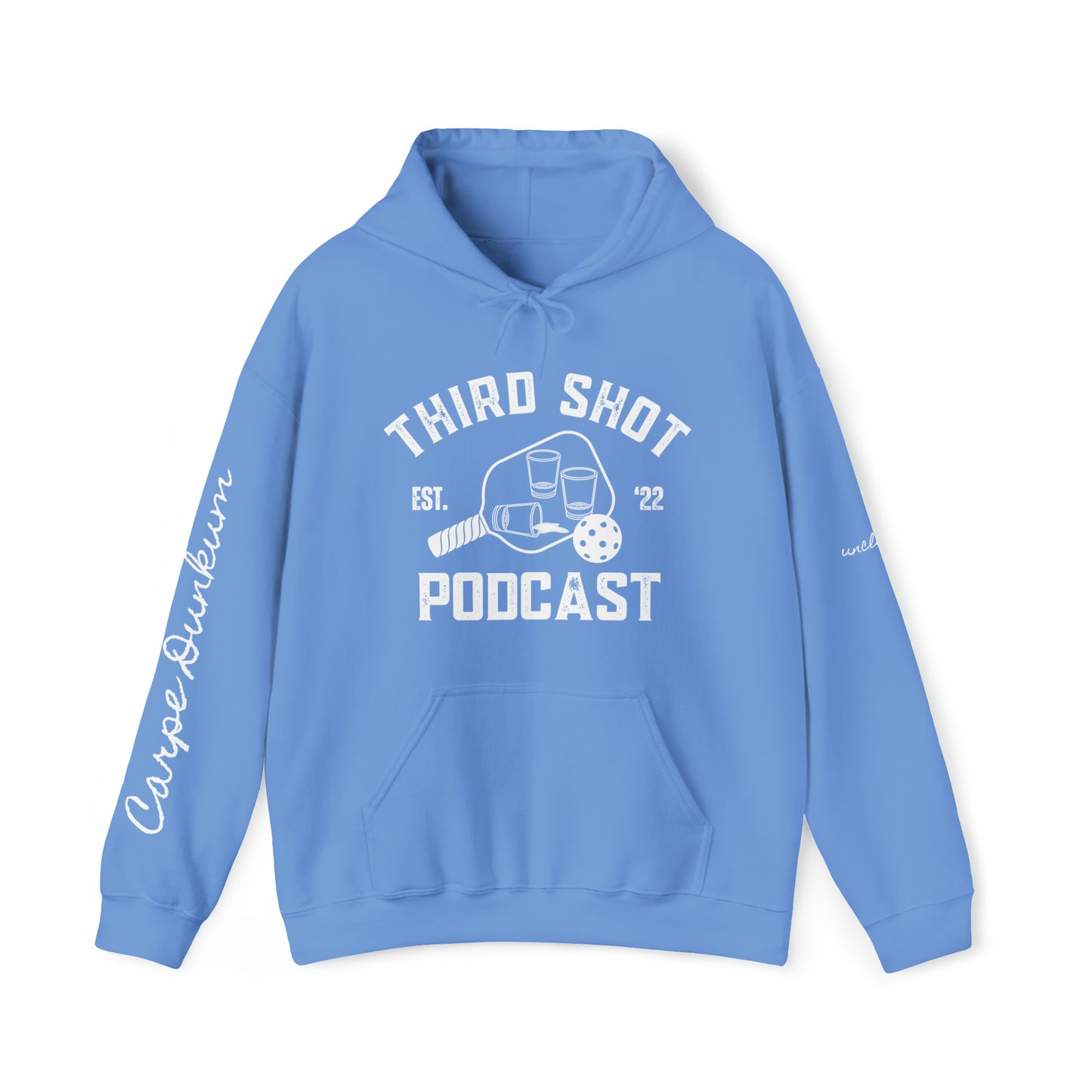 Third Shot Podcast CUSTOMIZE ME Hoodie - (sleeves and back)