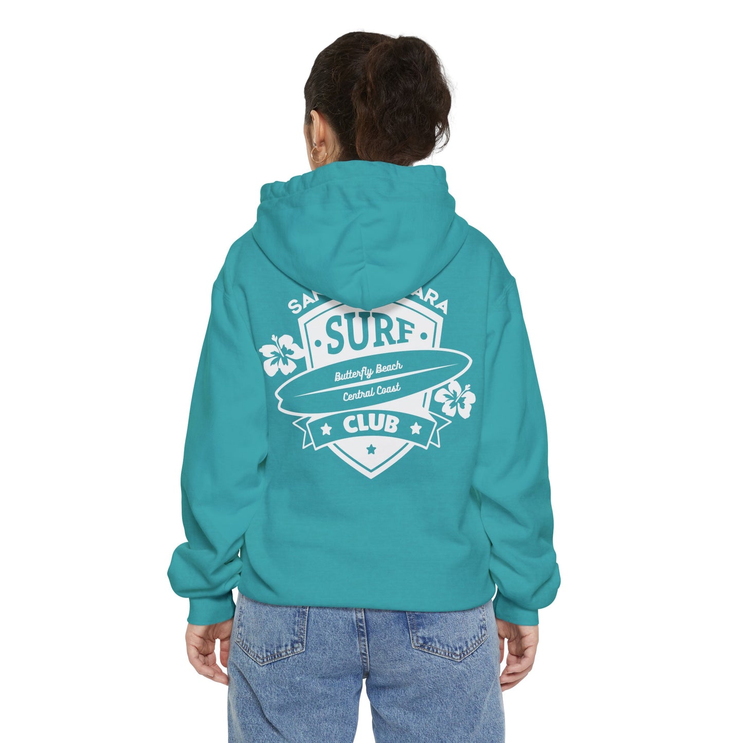 SURF CLUB UNISEX Garment Dyed HOODIE - Santa Barbara Butterfly Beach or customize your own beach