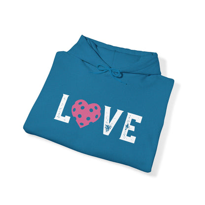 Del Webb  Pickleball LOVE Hoodie - 3 pickleball hearts sleeve - can customize sleeves & back - add in notes