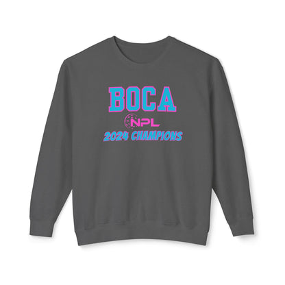 BOCA NPL ‘24 Unisex Lightweight Garment Dyed Crew. Player’s names back. Can add name to sleeves