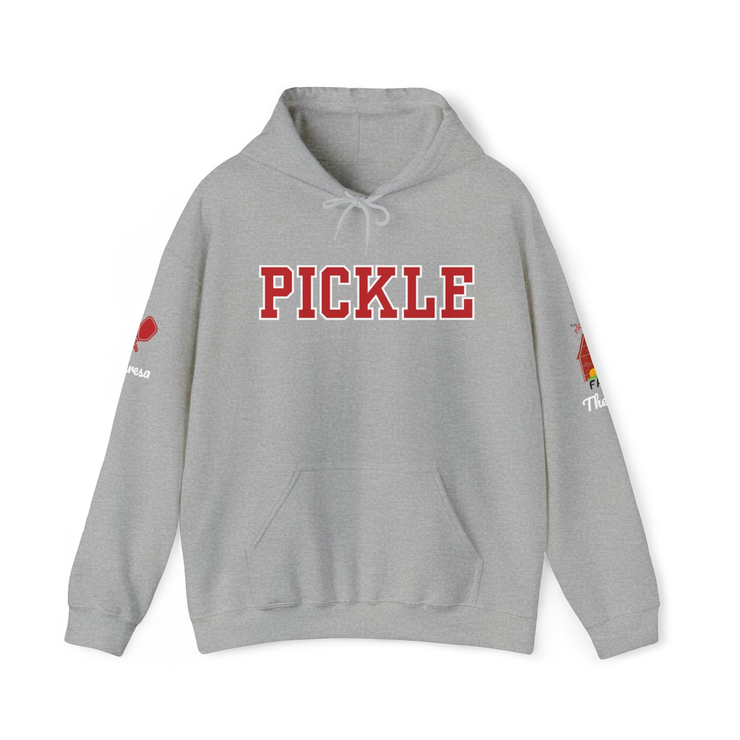 The Pickleball Farm - PICKLE collegiate style. Customize sleeve.