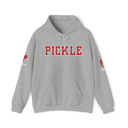 The Pickleball Farm - PICKLE collegiate style. Customize sleeve.